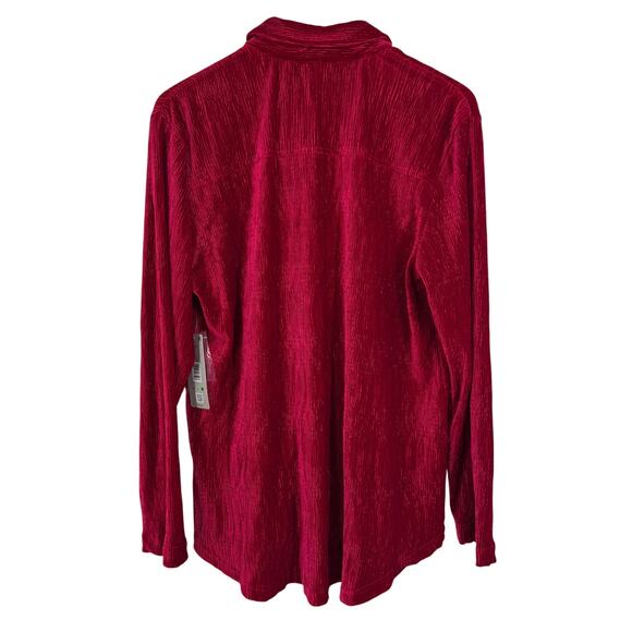 NEW NWT Ali Miles Large Vibrant Red Velvet Wearable Art Christmas Shirt Top - Picture 8 of 8